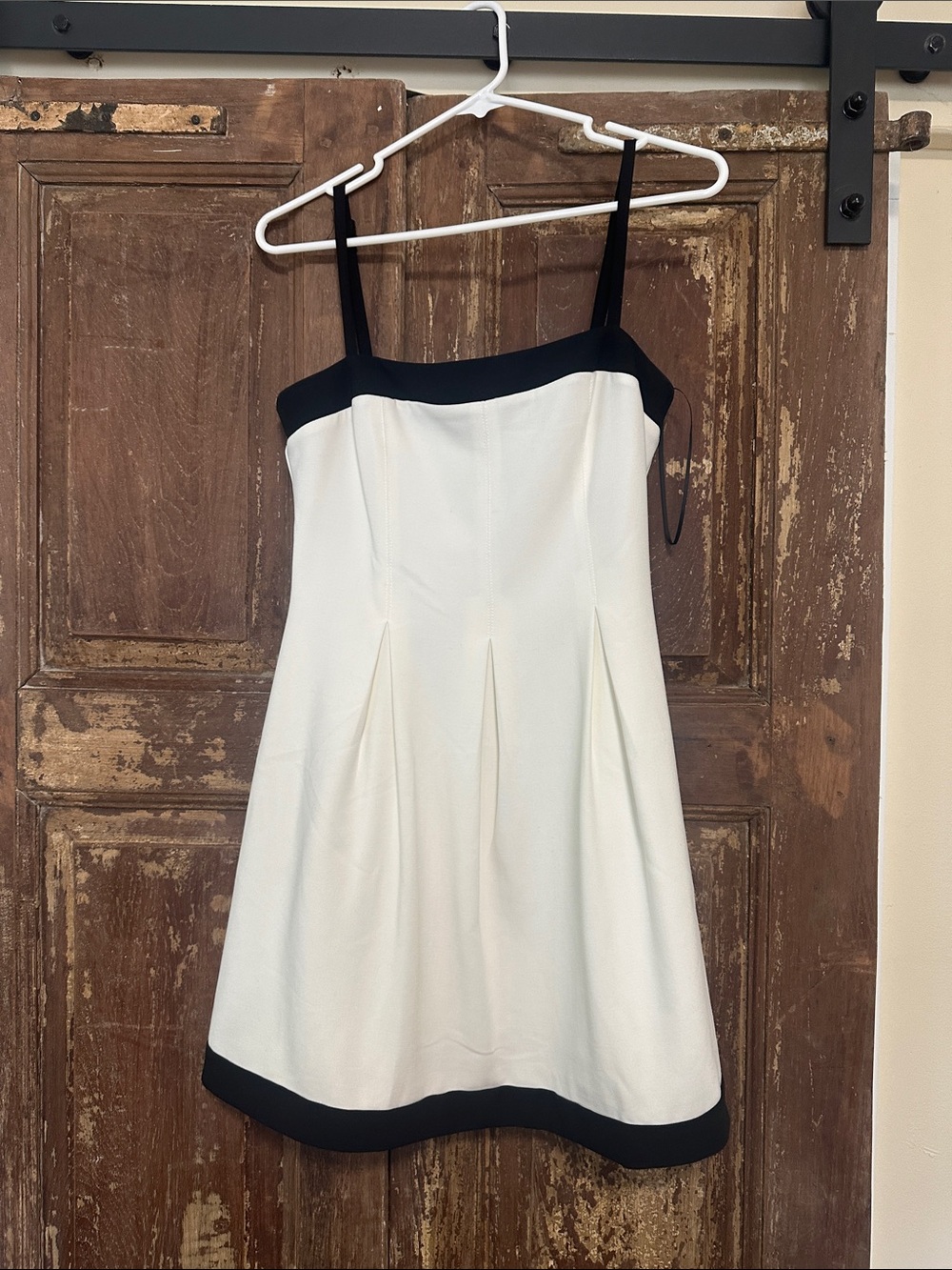 WAYF Black & White Strap A-Line Dress